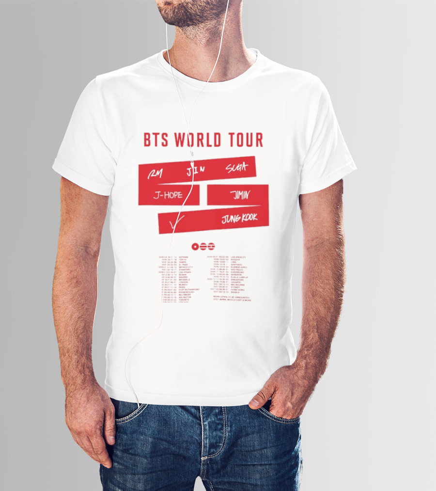 BTS World Tour 2026 RM Jin Suga J Hope Jimin V Jungkook Concert Tour Dates T-Shirt