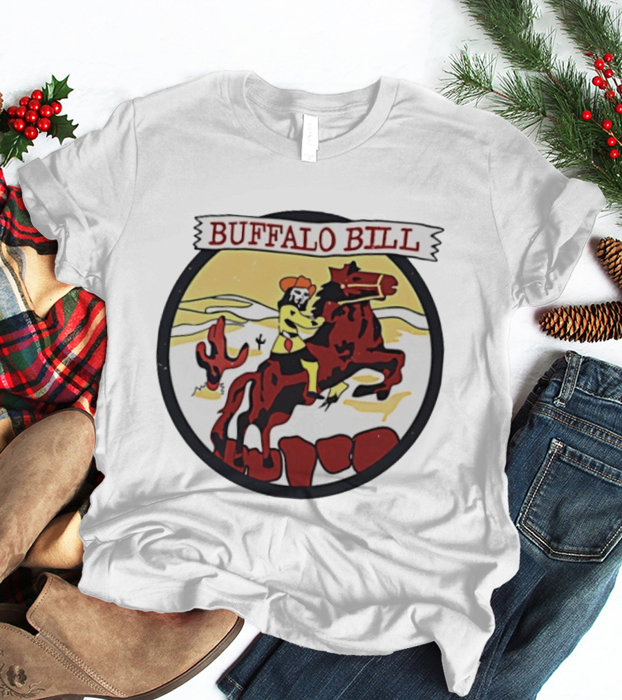 Buffalo Bill Cowboy Riding Red Horse Western Adventure T-Shirt
