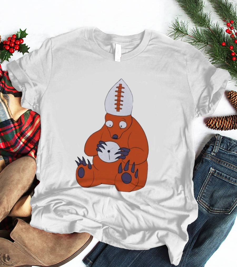 Chicago Bears Mascot Cartoon With Football Pope Hat T-Shirt