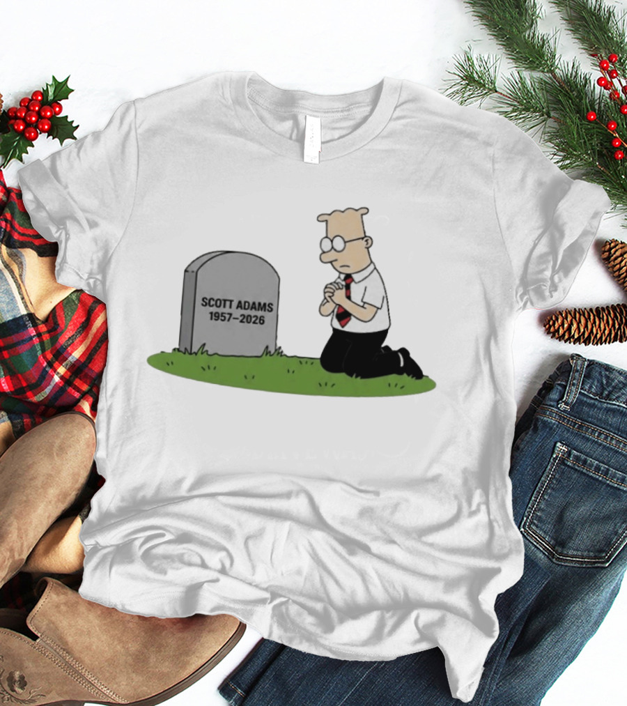 Scott Adams 1957 2026 Kneeling Dilbert Grave Marker T-Shirt