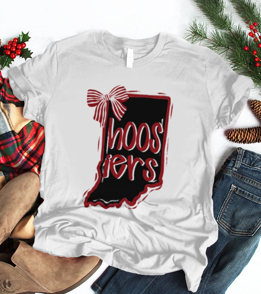 Hoosiers Indiana State Outline Bow Game Day T-Shirt