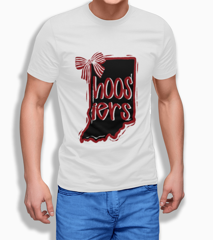 Hoosiers Indiana State Outline Bow Game Day T-Shirt