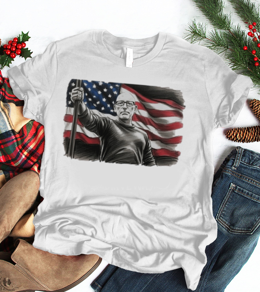 Scott Adams Holding American Flag Patriotic T-Shirt