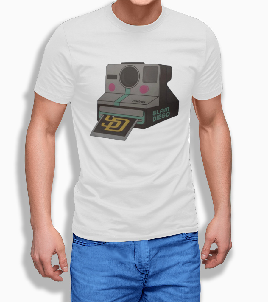 Slam Diego Padres Vintage Polaroid Camera MLB T-Shirt