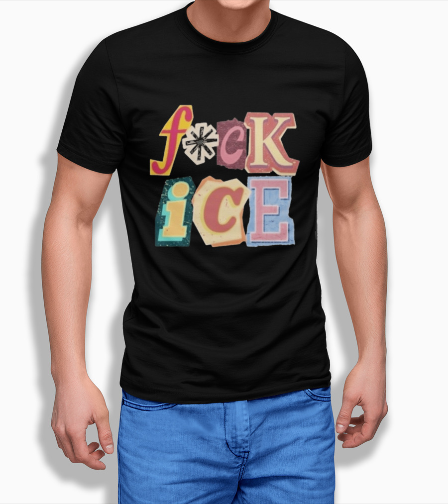 F*ck Ice Magazine Text Collage T-Shirt