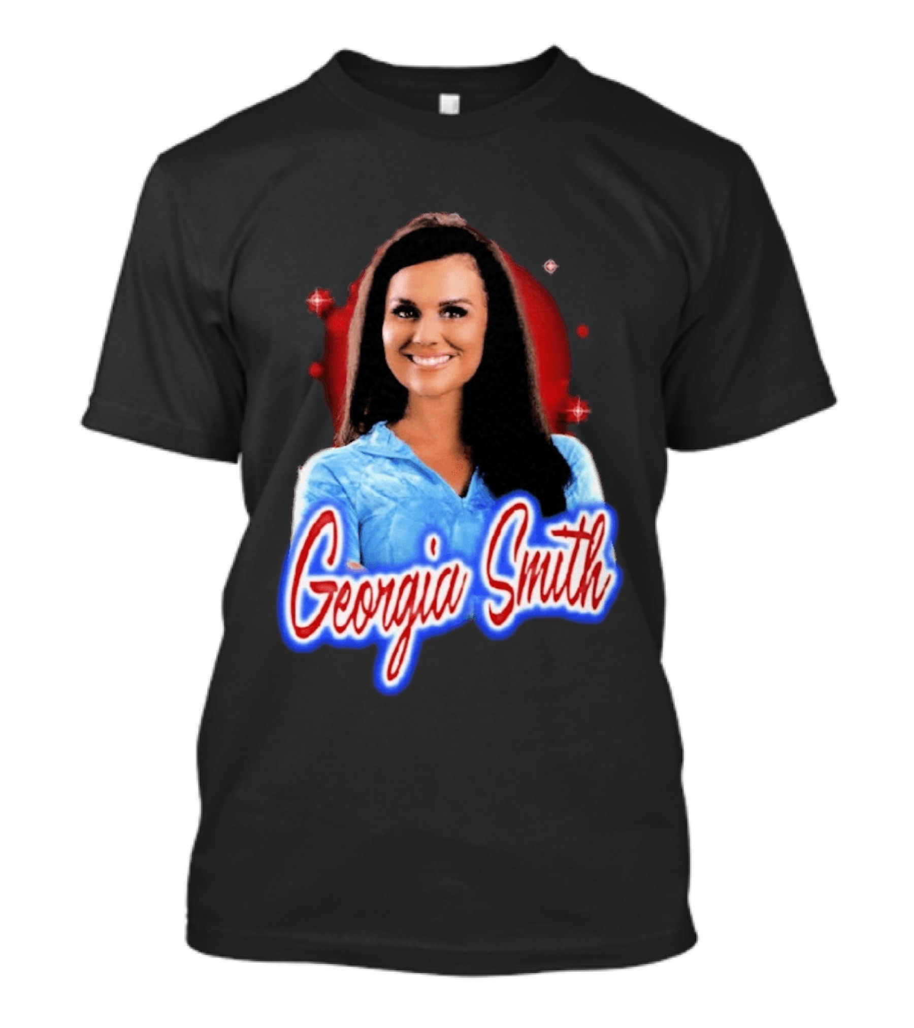 Georgia Smith Blue Top Red T-Shirt