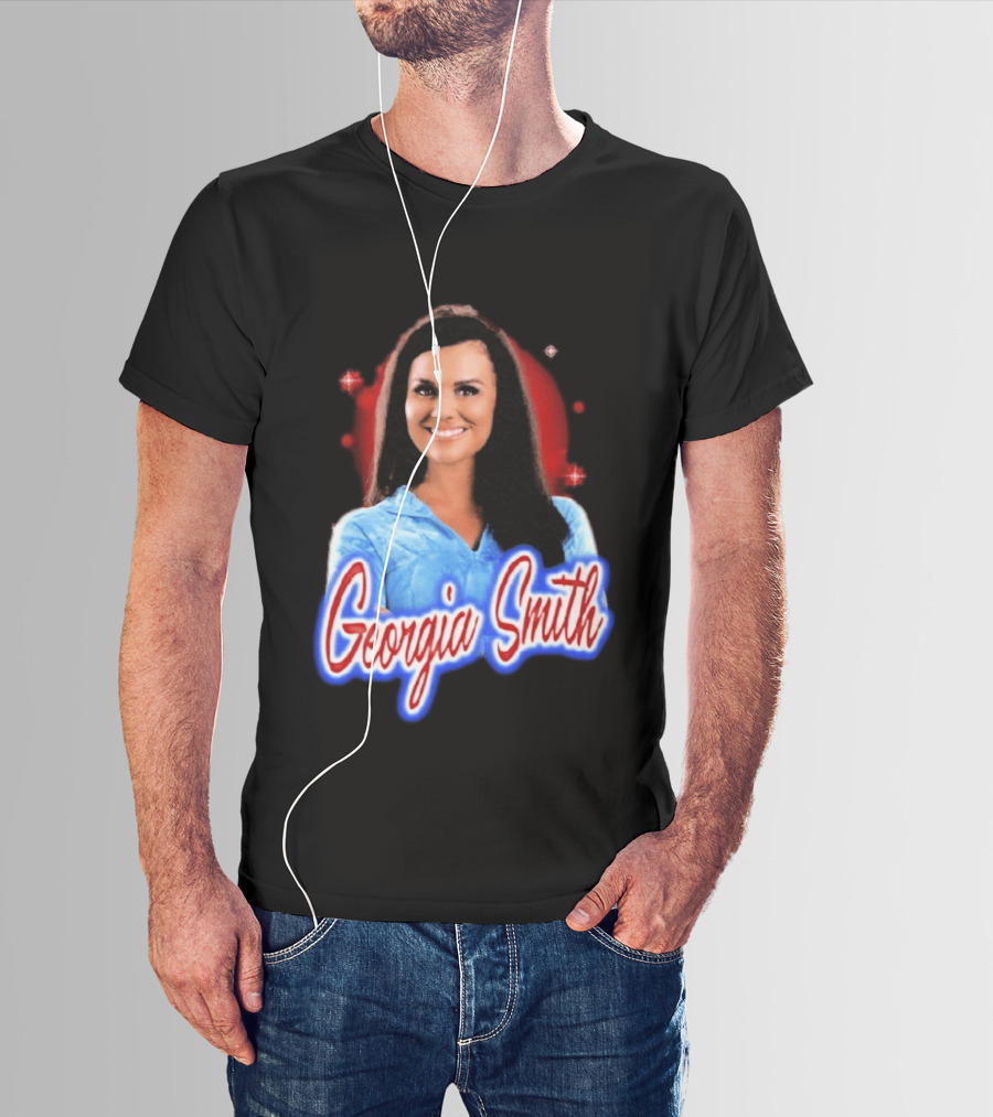 Georgia Smith Blue Top Red T-Shirt