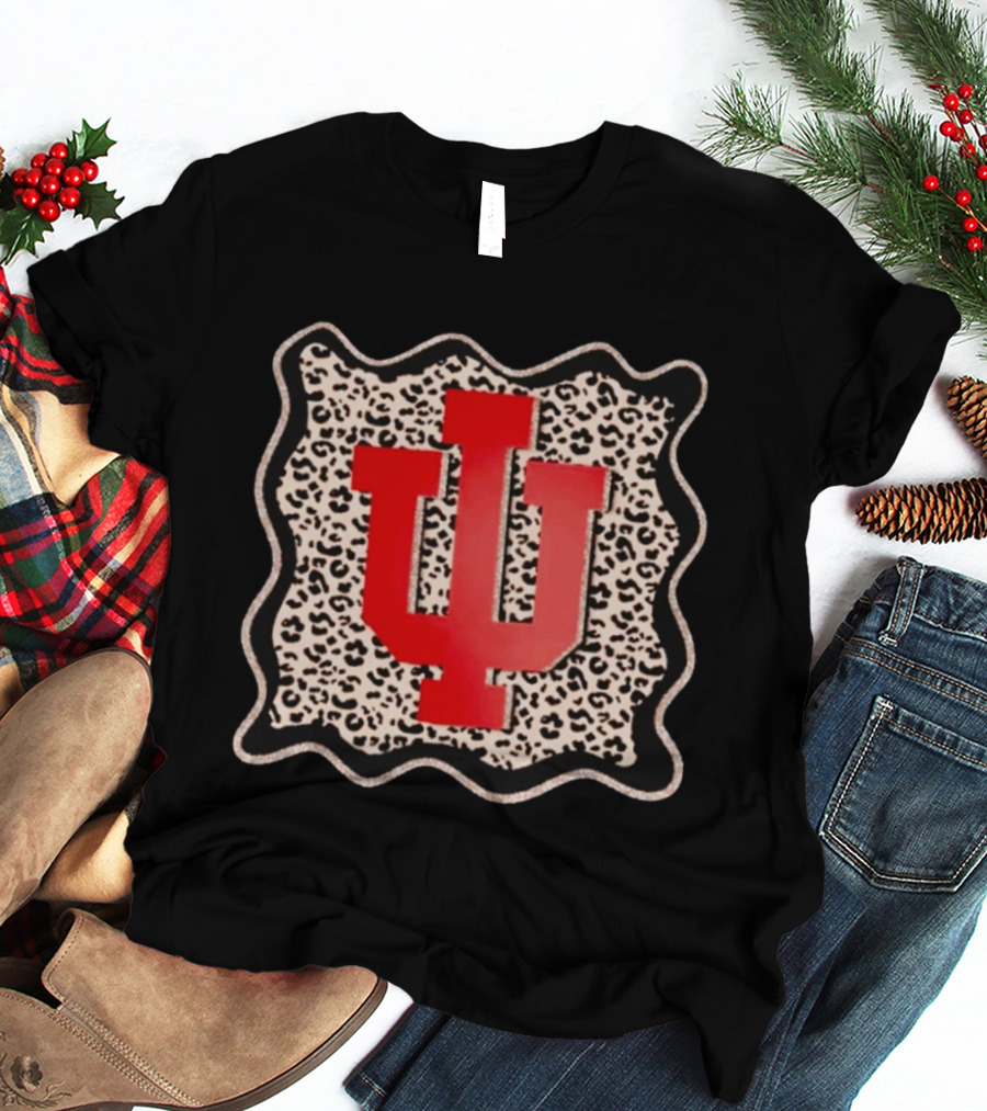 Hoosier Luxe Leopard IU Game Day Glam Indiana T-Shirt
