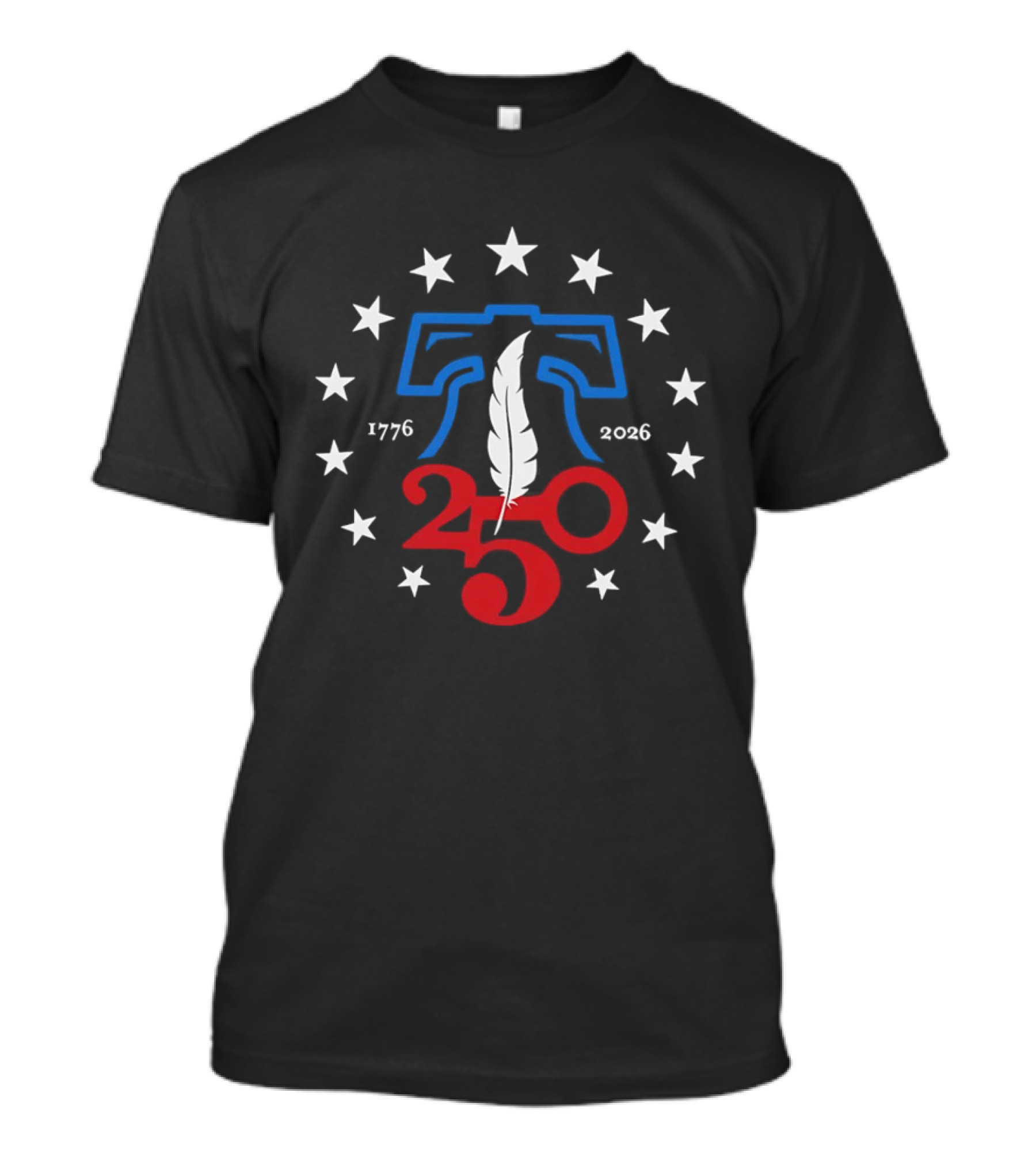 Bicentennial 250th Liberty Bell 1776 2026 Stars Feather T-Shirt