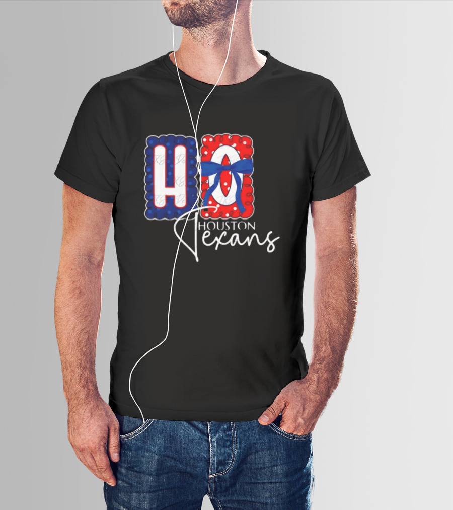 Houston Texans Football HOU Blue Red Bow T-Shirt