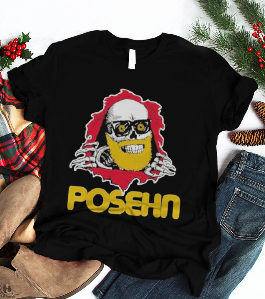 Brian Posehn Bonez Skull Design With Glasses And Yellow Beard T-Shirt