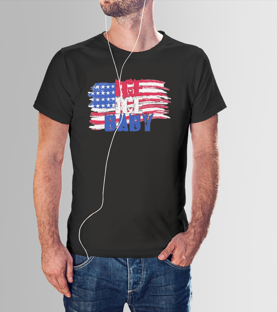 Ice Ice Baby American Flag USA Stars And Stripes T-Shirt