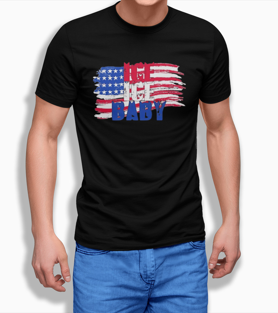 Ice Ice Baby American Flag USA Stars And Stripes T-Shirt