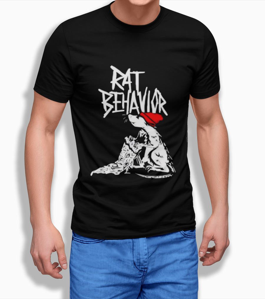 Rat Behavior Graphic With Red Hat And White Rat T-Shirt