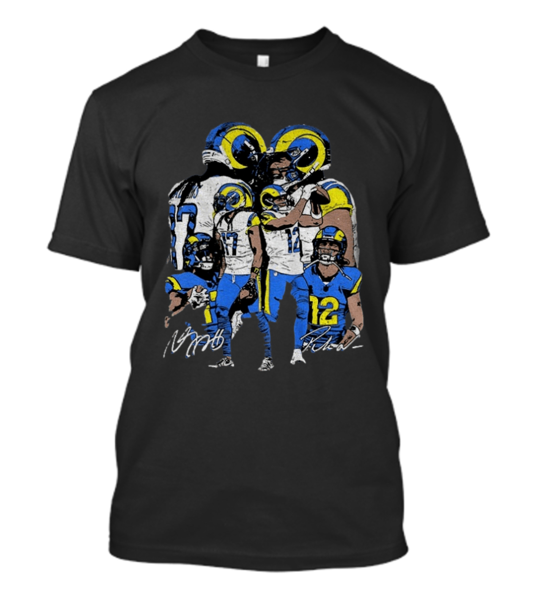 Los Angeles Rams Davante Adams Puka Nacua Signatures NFL Football T-Shirt