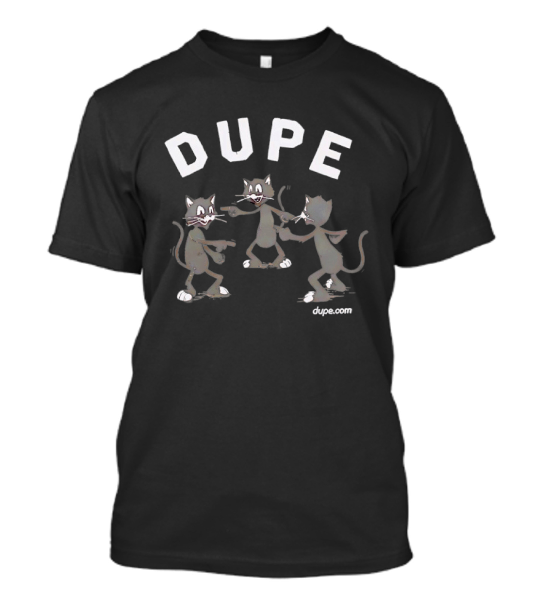 DUPE Dancing Black Cats Retro Cartoon T-Shirt