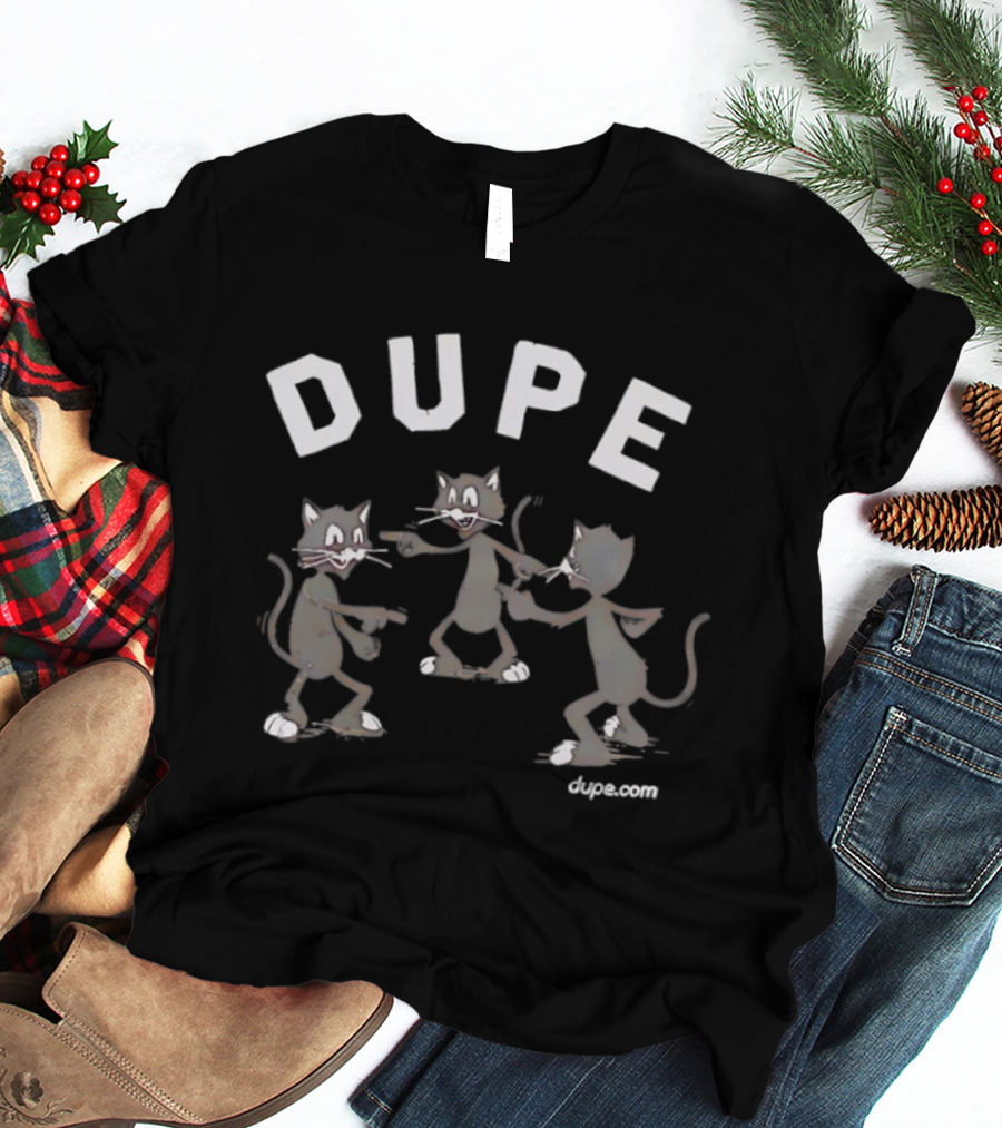 DUPE Dancing Black Cats Retro Cartoon T-Shirt