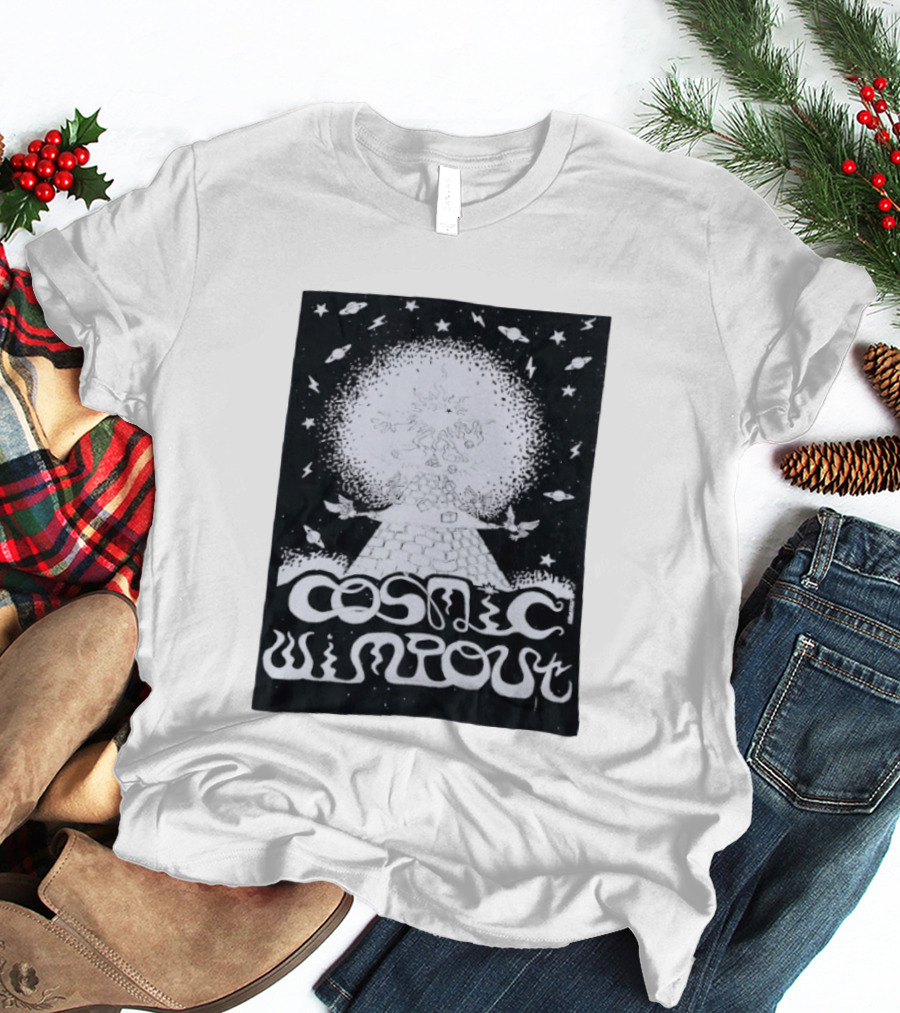 Cosmic Wimpout Psychedelic Pyramid Dice Explosion With UFOs And Stars T-Shirt