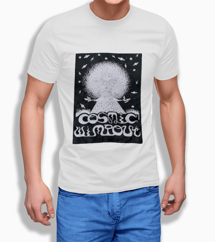 Cosmic Wimpout Psychedelic Pyramid Dice Explosion With UFOs And Stars T-Shirt