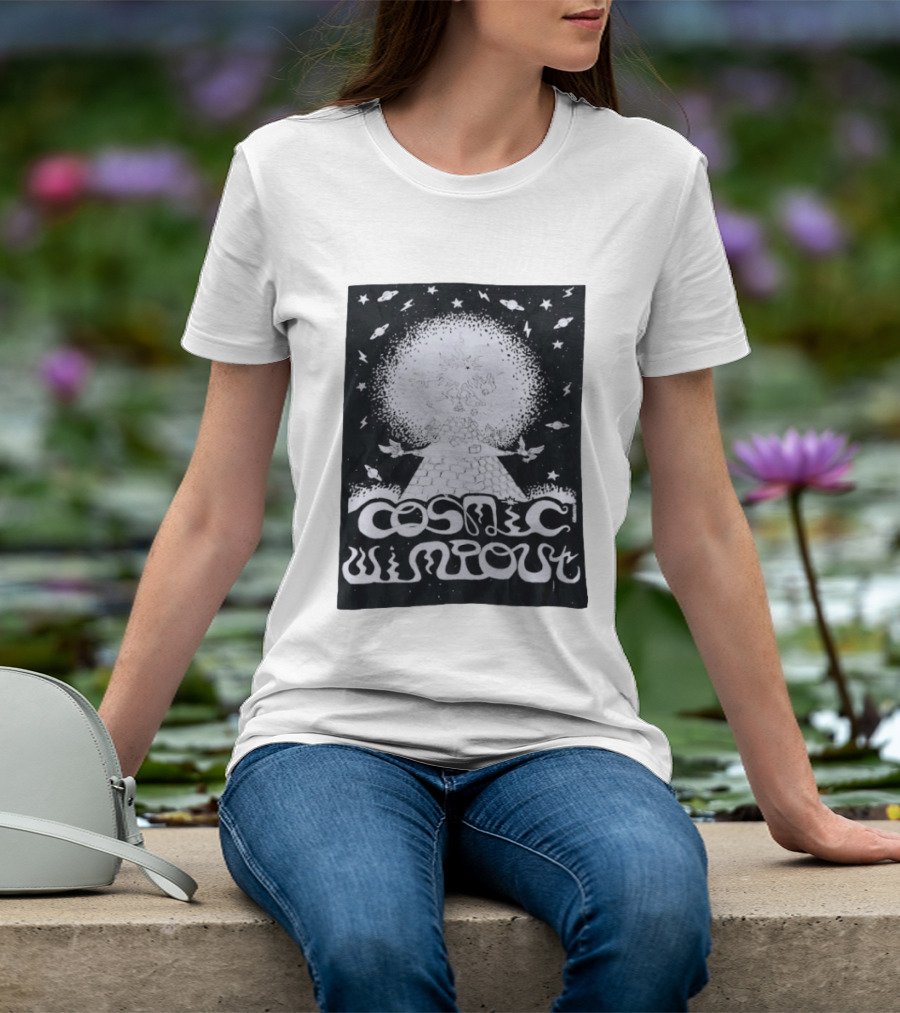 Cosmic Wimpout Psychedelic Pyramid Dice Explosion With UFOs And Stars T-Shirt