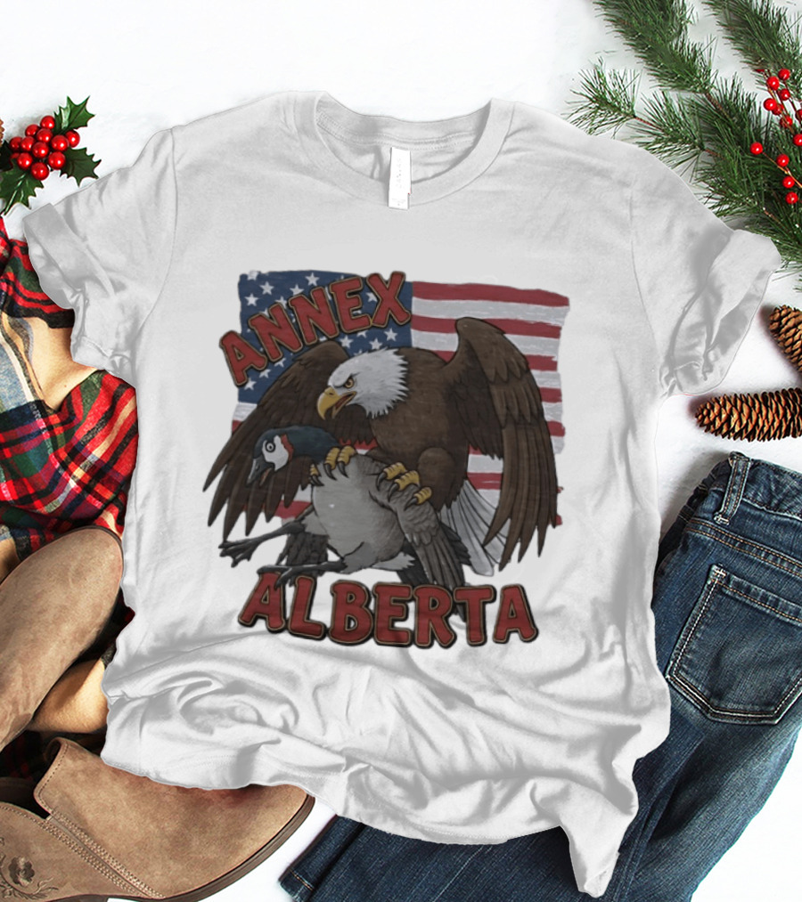 Annex Alberta Eagle Holding Goose American Flag T-Shirt