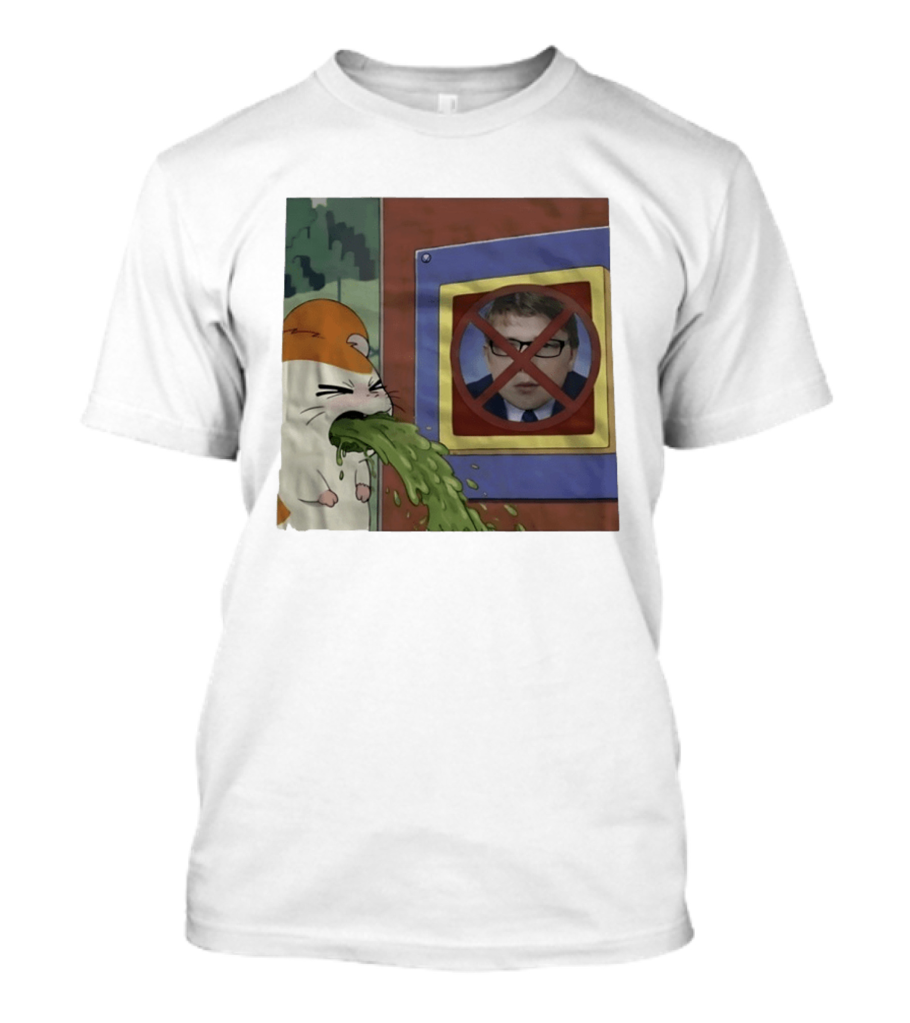 Hamtaro Vomiting Meme No Entry Sign Meme Face T-Shirt