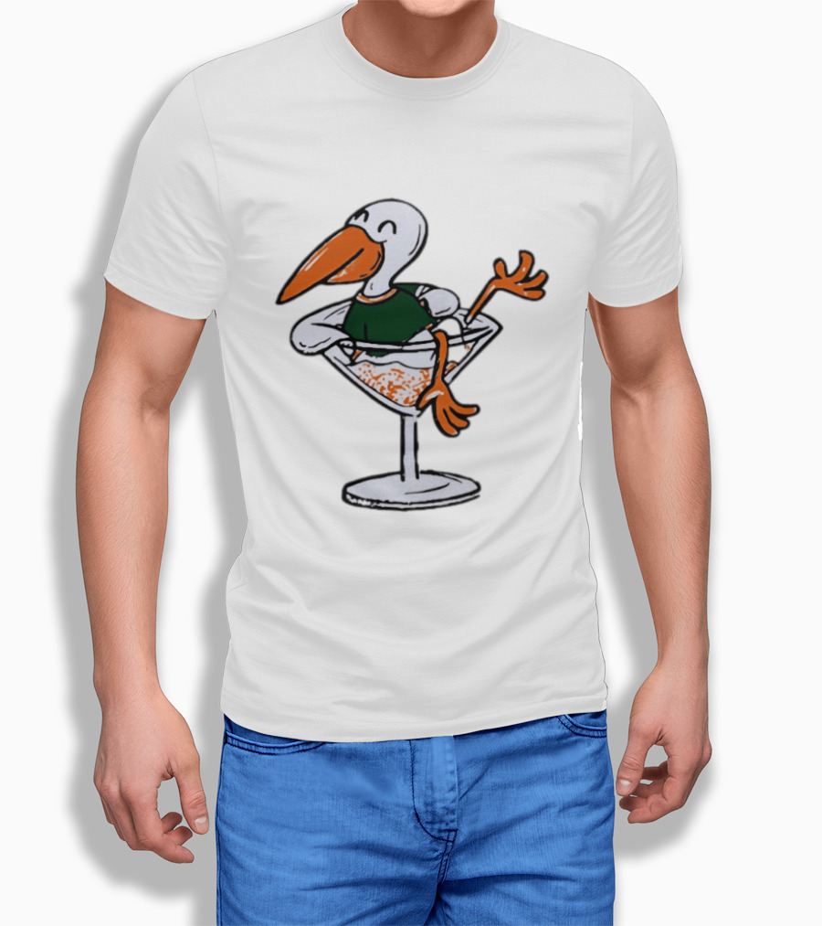 Miami Hurricanes Ibis Mascot In Cocktail Glass T-Shirt