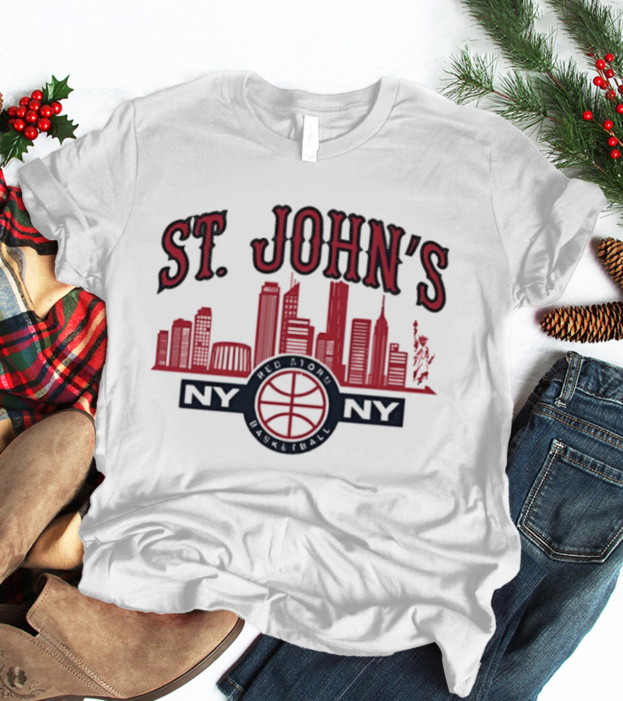 St John's Red Storm Basketball Skyline NY NY T-Shirt
