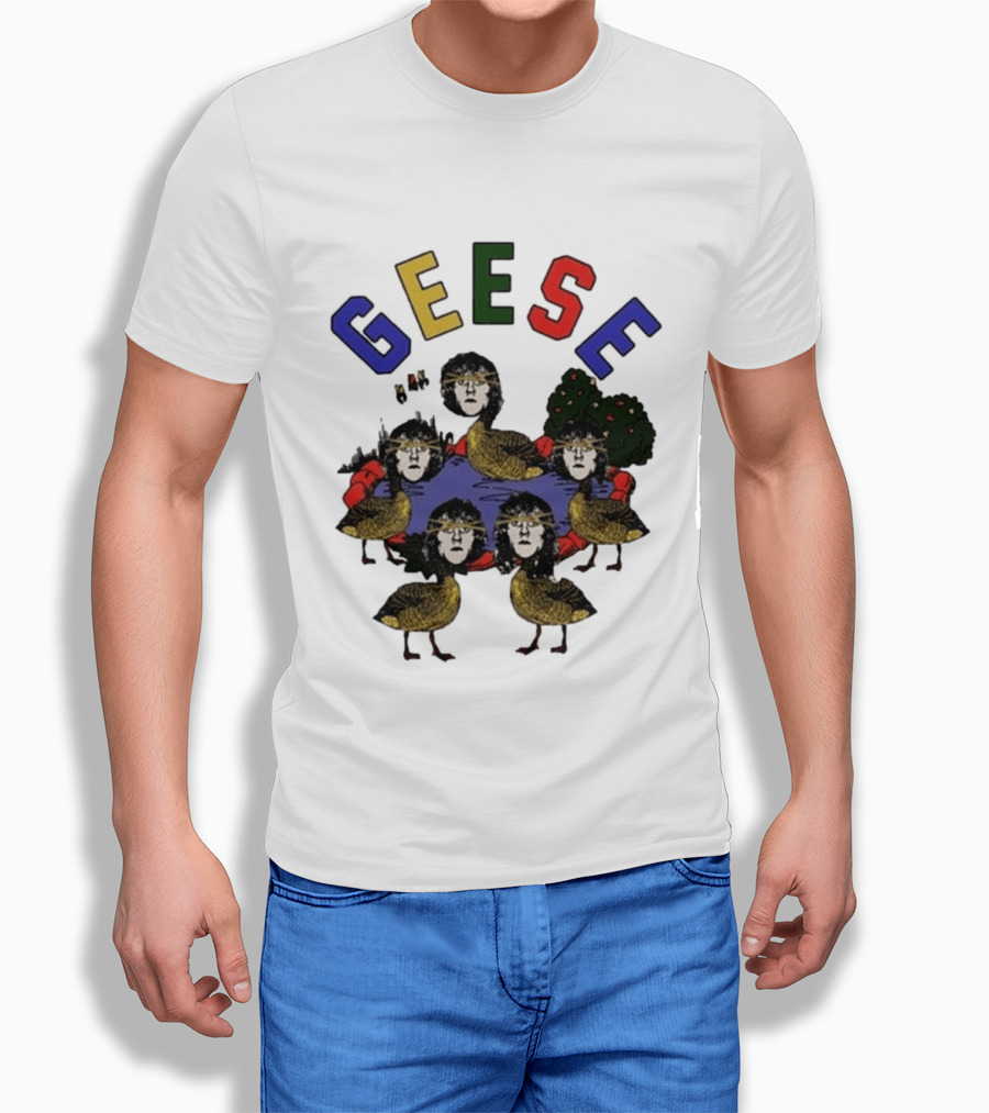 Geese Faces In Pond With Colorful Letters T-Shirt