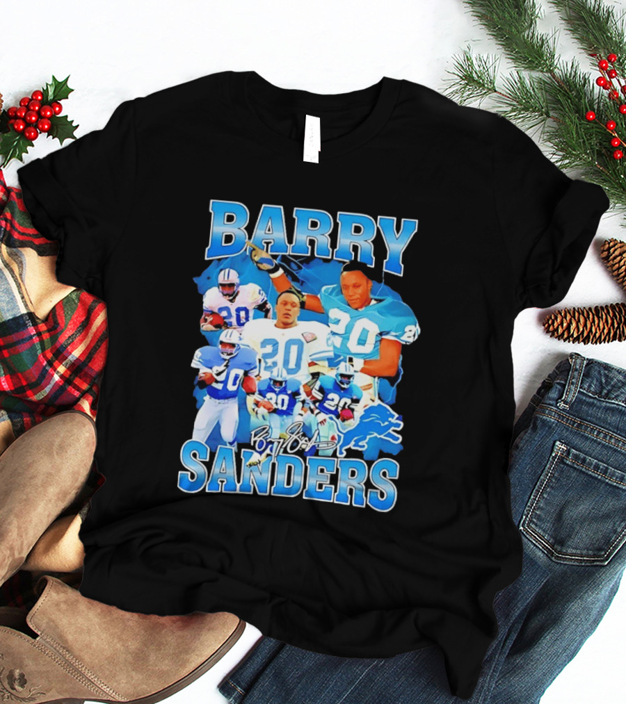 Barry Sanders 20 Detroit Lions Legend NFL Running Back Football T-Shirt