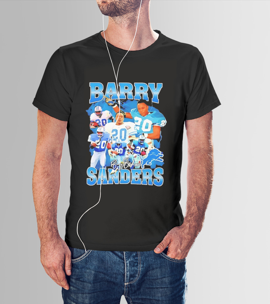 Barry Sanders 20 Detroit Lions Legend NFL Running Back Football T-Shirt