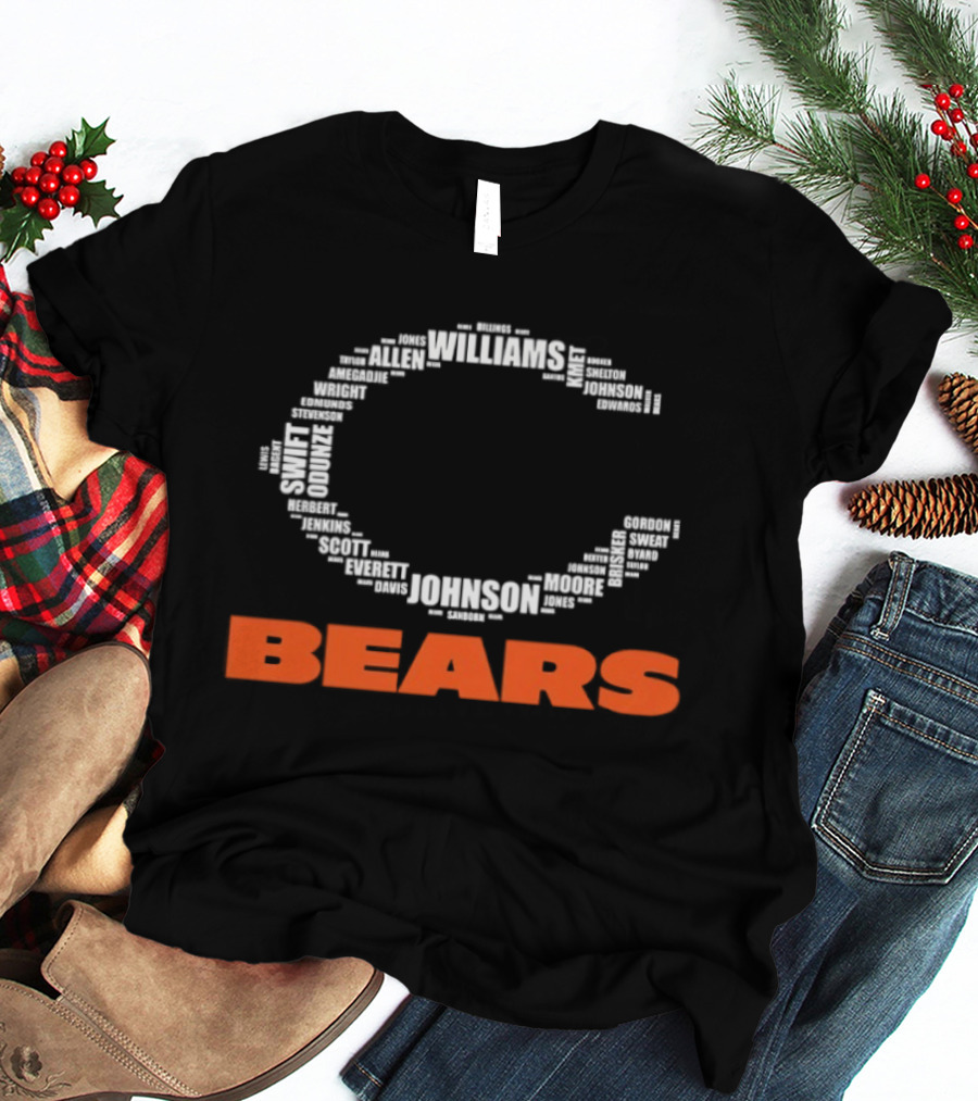 Chicago Bears Football Players C Shape Names Formation T-Shirt