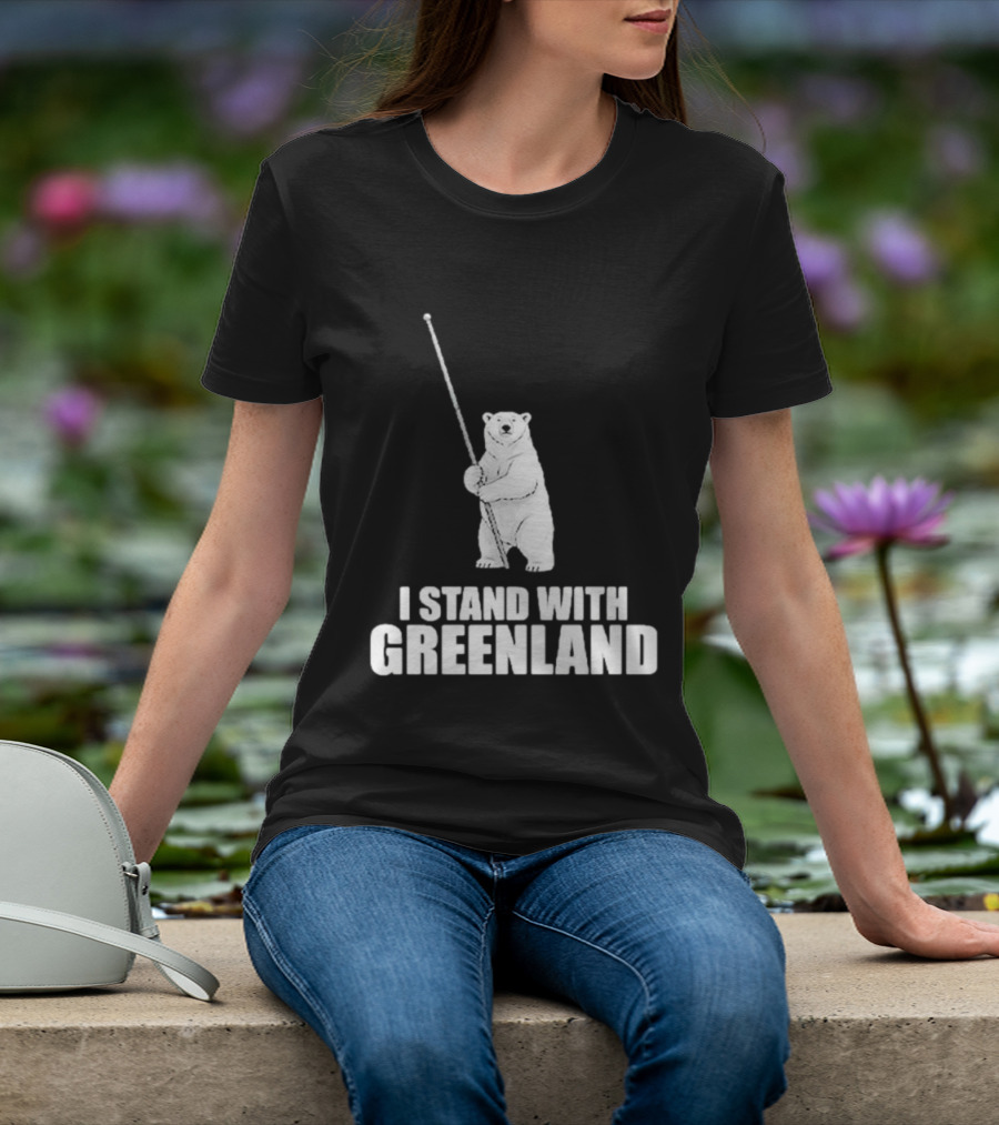 I Stand With Greenland Polar Bear Holding Staff T-Shirt