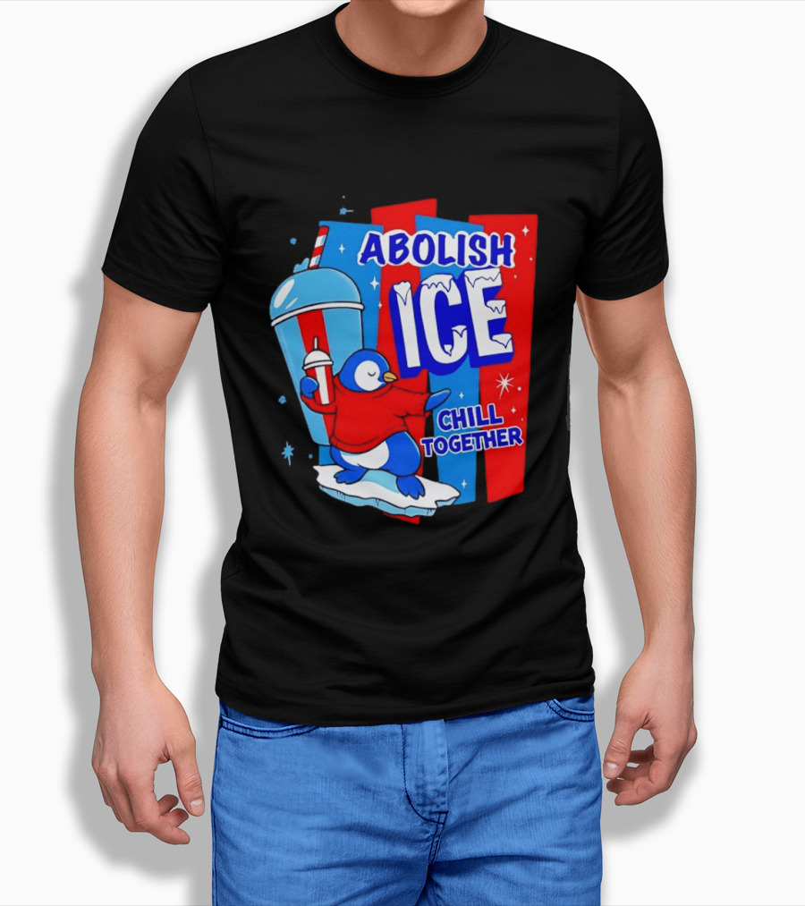 Abolish ICE Penguin Ice Skating Chill Together T-Shirt