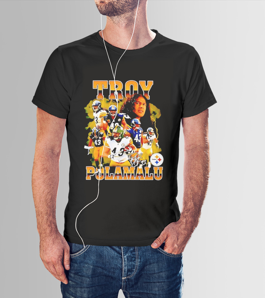 Troy Polamalu 43 Pittsburgh Steelers Collage 2026 T-Shirt