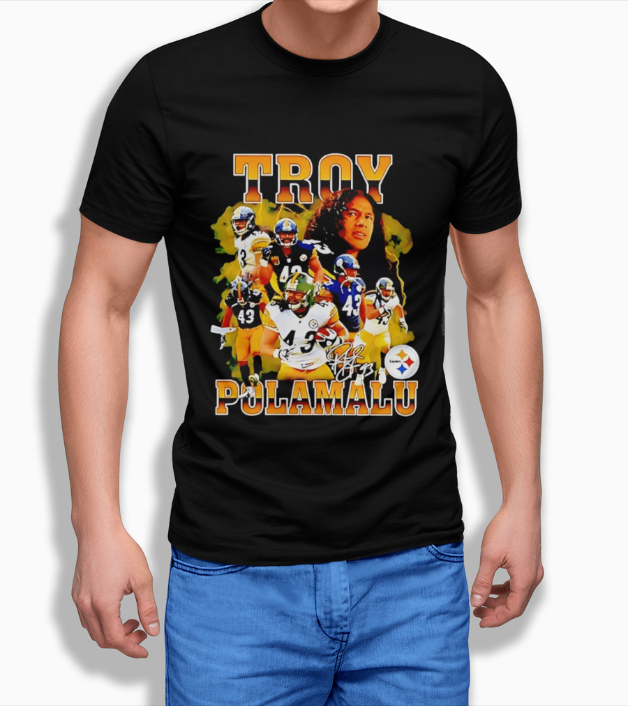 Troy Polamalu 43 Pittsburgh Steelers Collage 2026 T-Shirt