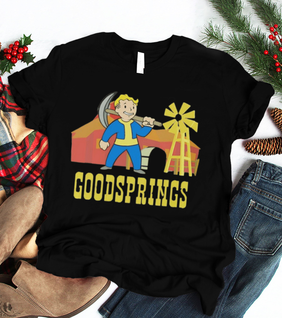 Vault Boy Goodsprings Fallout Windmill Pickaxe T-Shirt