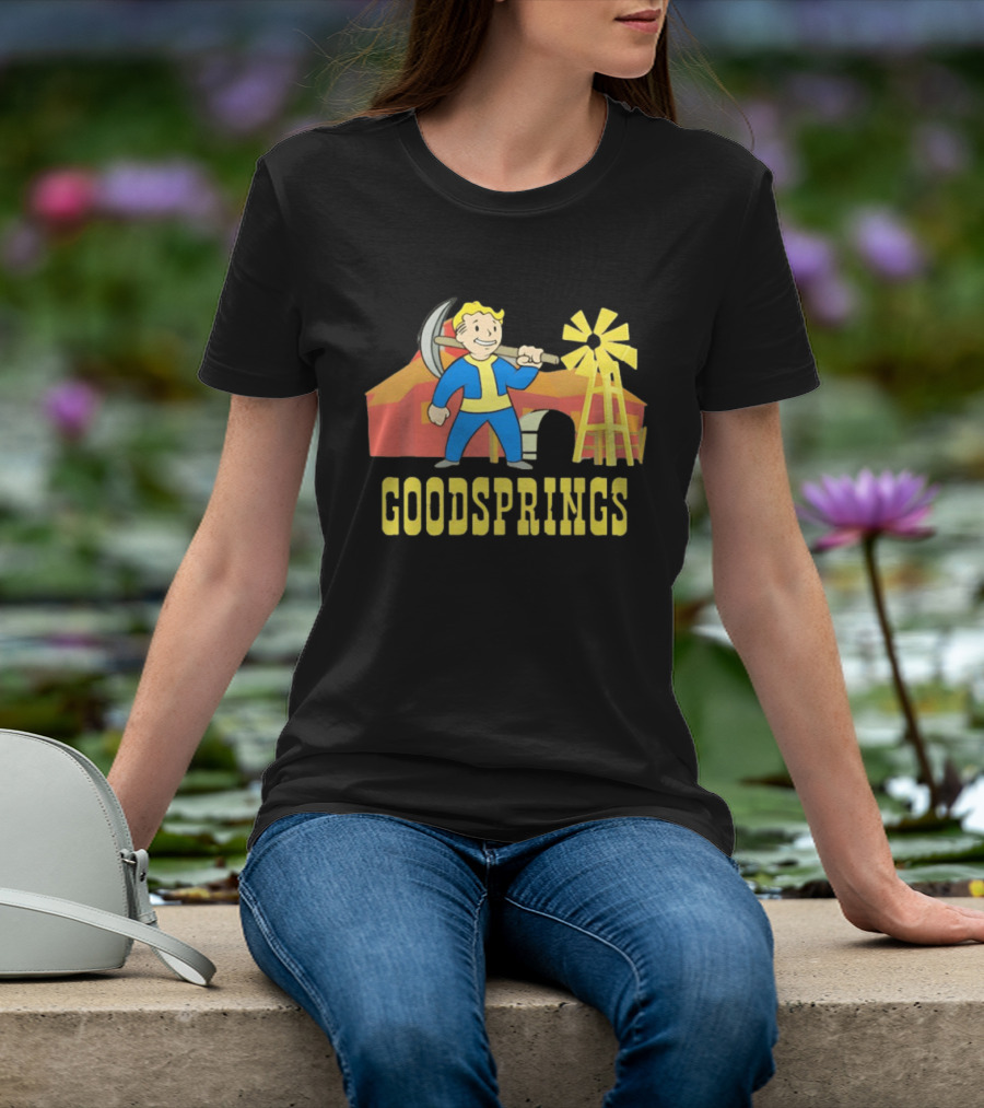 Vault Boy Goodsprings Fallout Windmill Pickaxe T-Shirt
