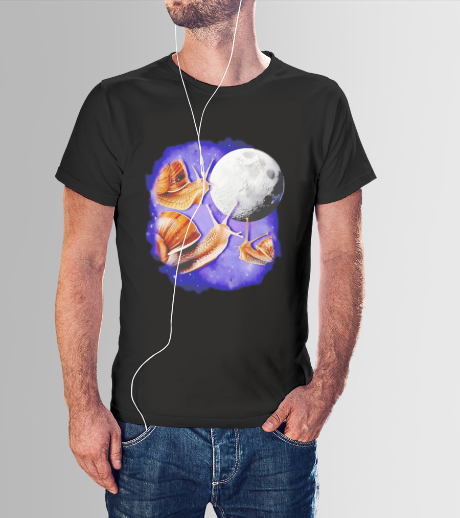 Yearning Snails Moon Cosmic Dreamscape Snail Galaxy T-Shirt