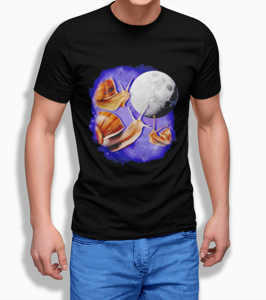 Yearning Snails Moon Cosmic Dreamscape Snail Galaxy T-Shirt