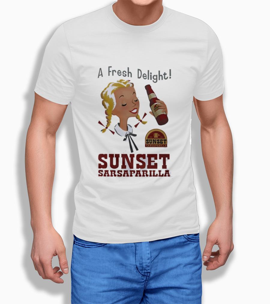 A Fresh Delight Sunset Sarsaparilla Bottle Vintage Fallout T-Shirt