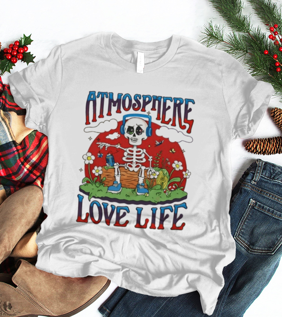 Atmosphere Love Life Skeleton Headphones Nature Scene T-Shirt