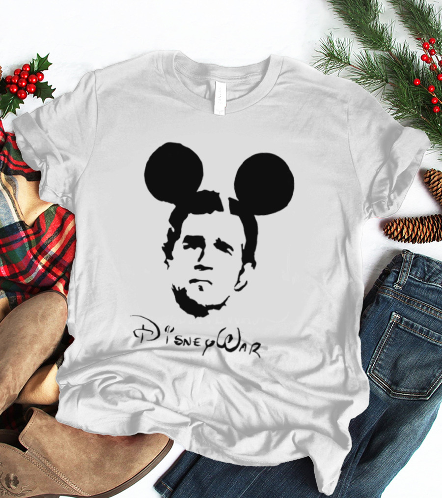 Disney War Mouse Satire With Iconic Ears And Stylized T-Shirt