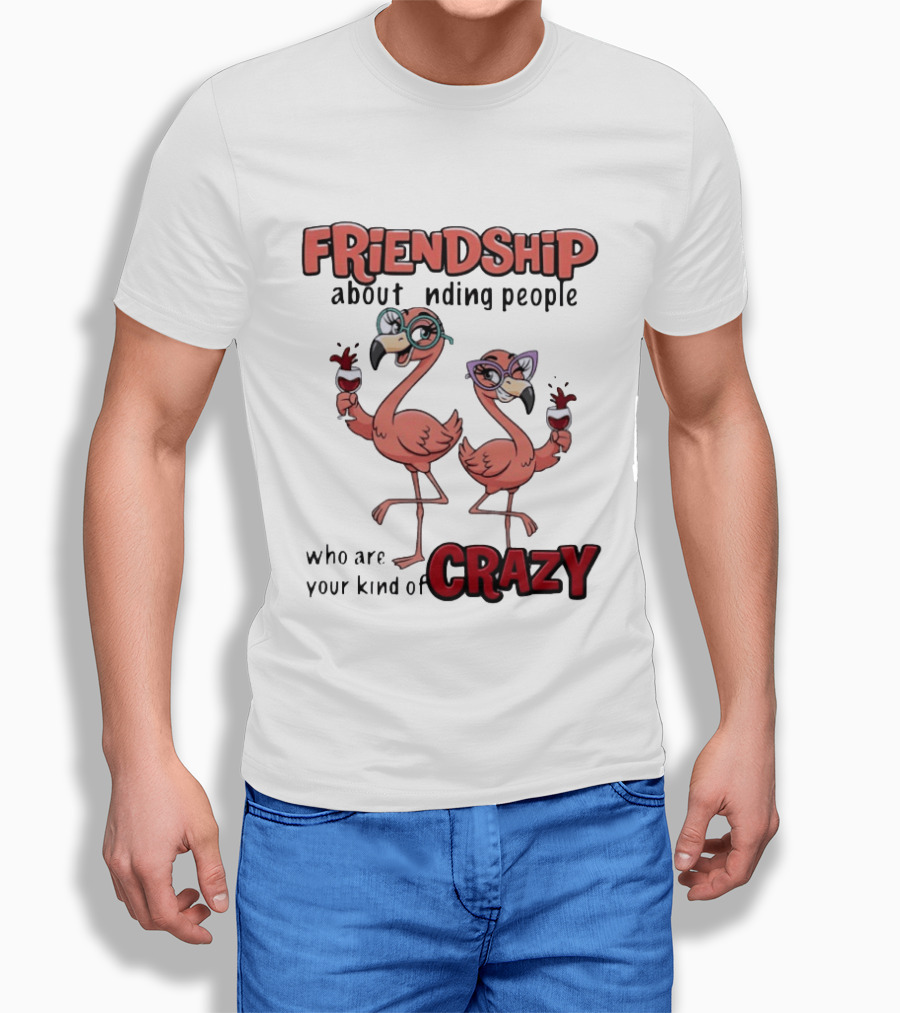 FRIENDSHIP About Finding People Who Are Your Kind Of CRAZY Flamingo Humor T-Shirt