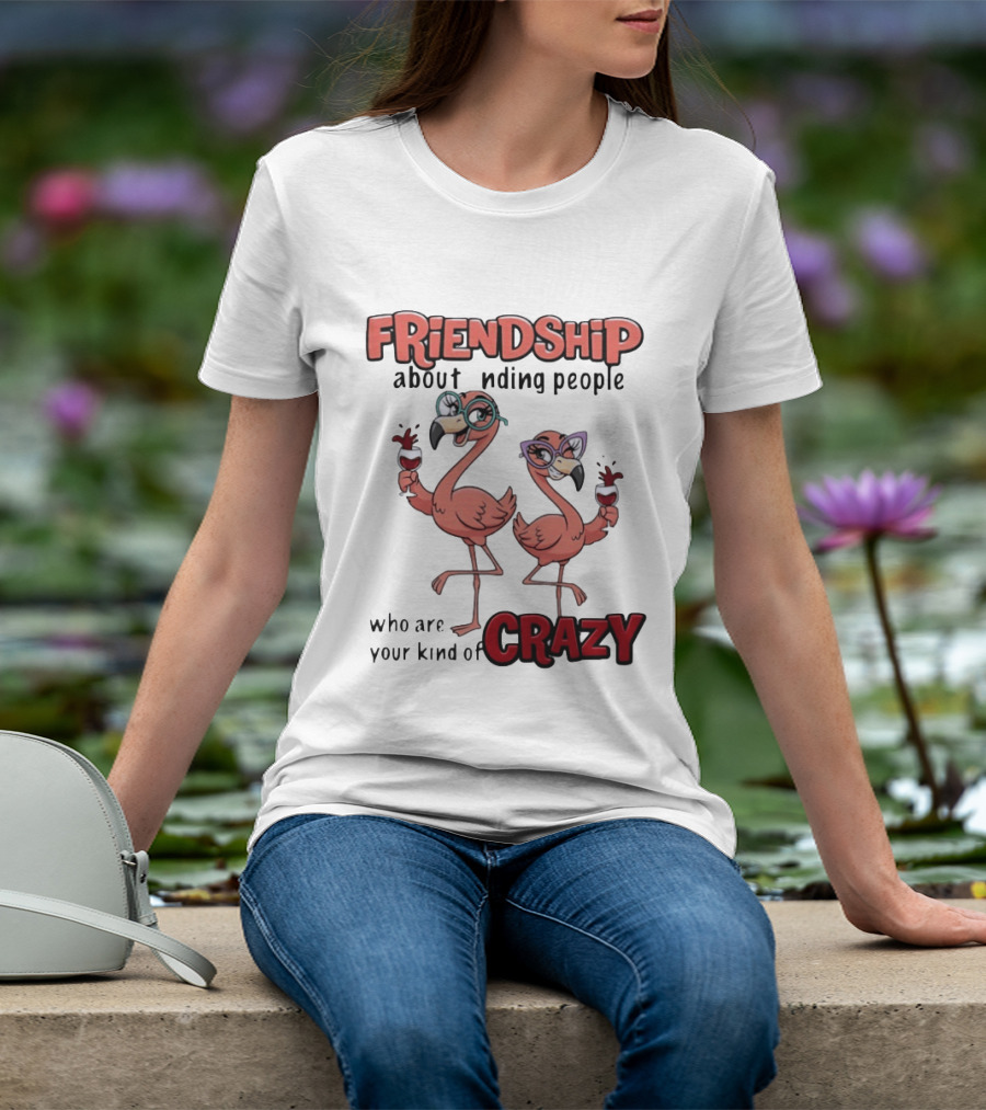 FRIENDSHIP About Finding People Who Are Your Kind Of CRAZY Flamingo Humor T-Shirt
