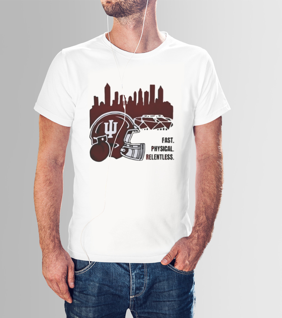 Indiana Hoosiers Helmet City Skyline Fast Physical Relentless T-Shirt