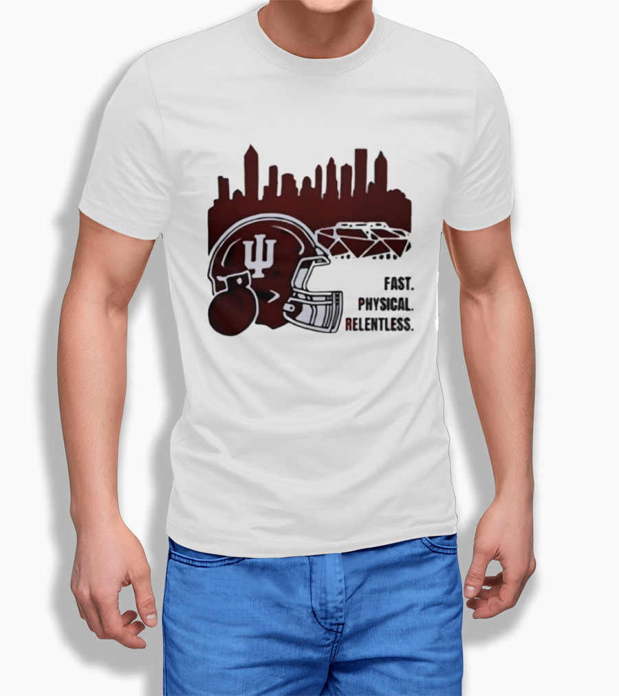 Indiana Hoosiers Helmet City Skyline Fast Physical Relentless T-Shirt