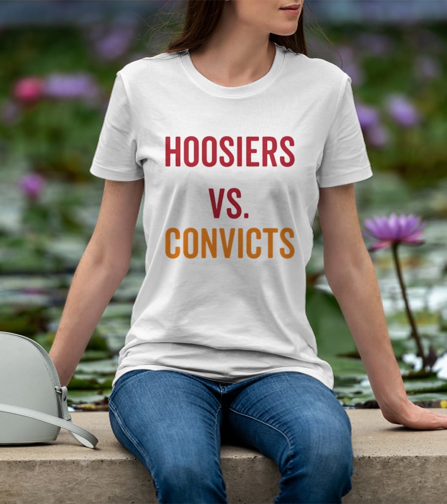 Indiana Hoosiers Vs Miami Hurricanes Hoosiers Vs Convicts Football 2026 T-Shirt
