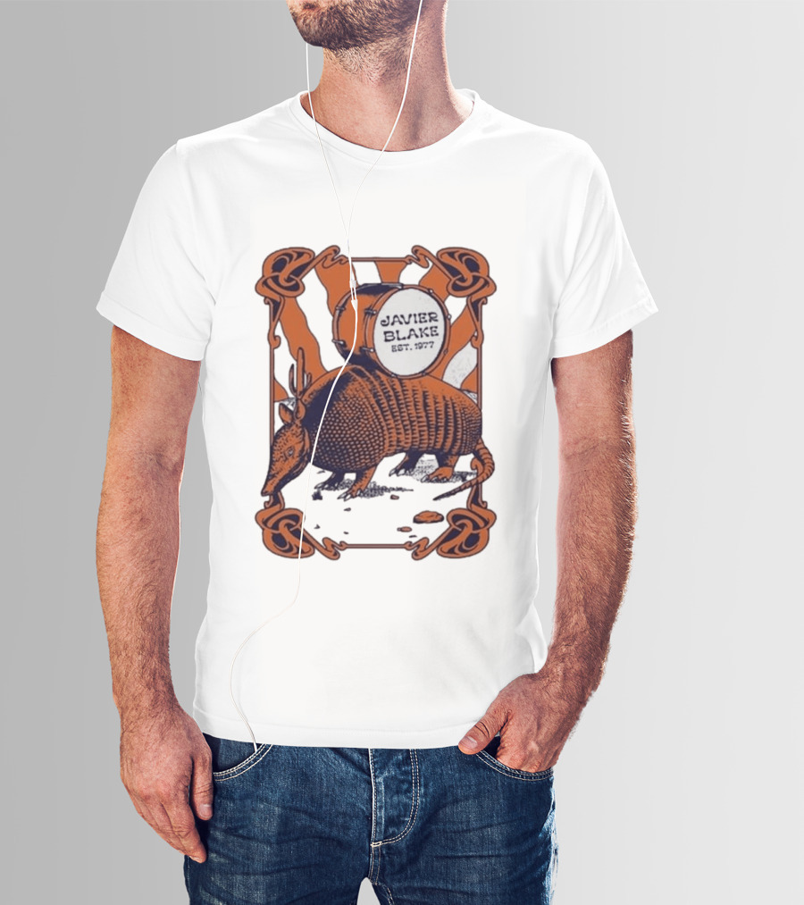 Javier Blake Est 1977 Armadillo Drum Retro Celtic Frame T-Shirt