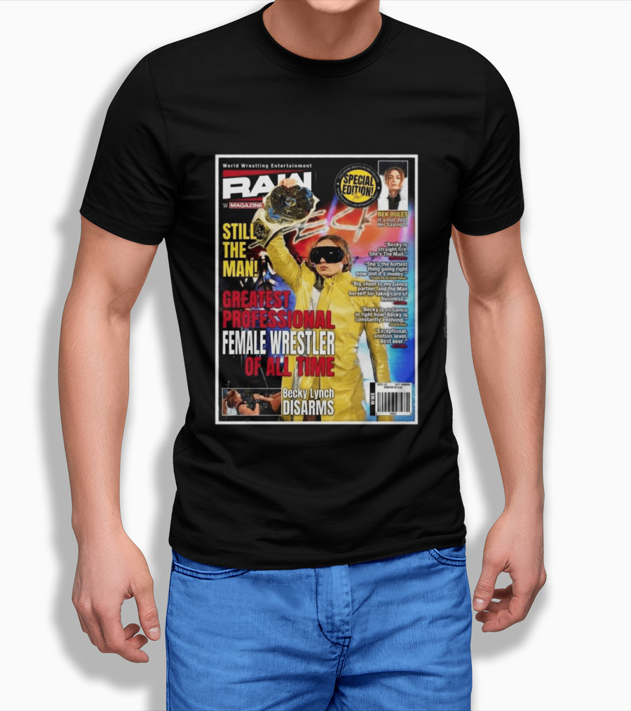 World Wrestling Entertainment Raw Magazine Special Edition Becky Lynch Greatest Professional Female Wrestler Of All Time T-Shirt